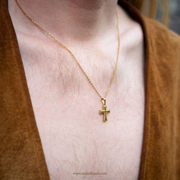 Unisex Cross gold plated necklace