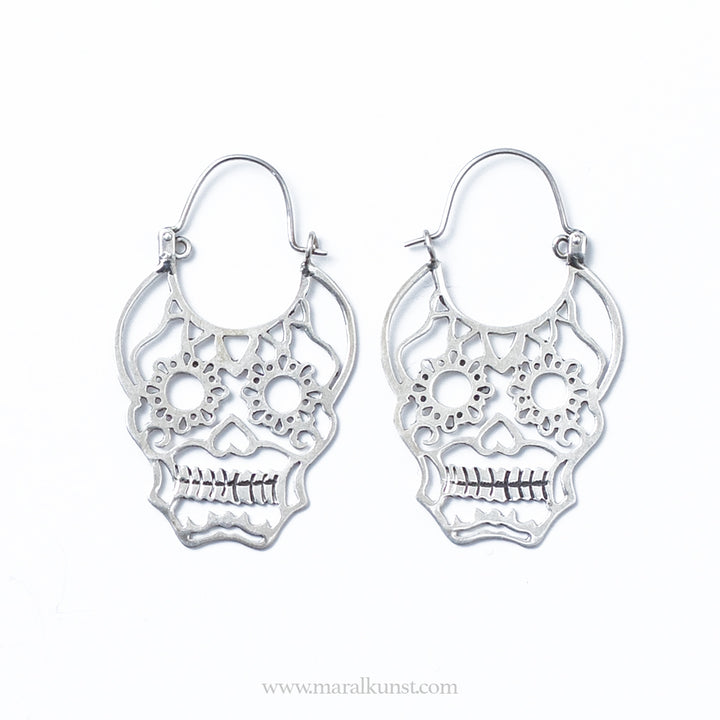 Day of The Dead Skull 925 Silver Mexican Earrings