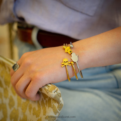 Minimalist Skull Gold Cuff Bracelet