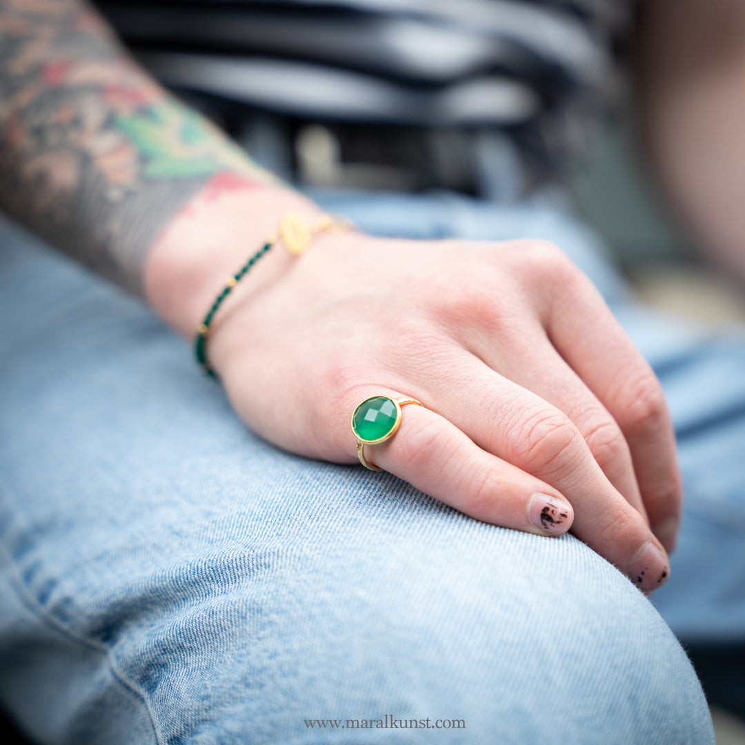 Maral Indian green Chalcedony ring