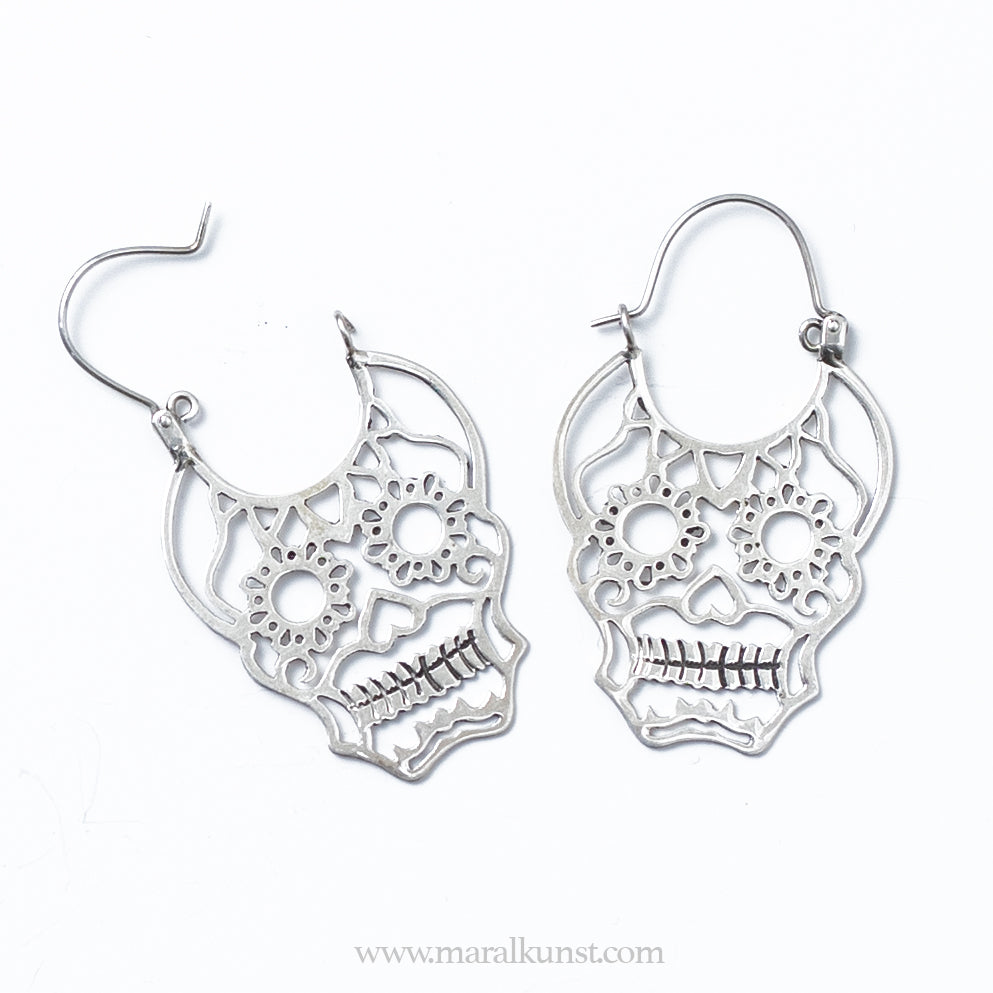 Day of The Dead Skull 925 Silver Mexican Earrings