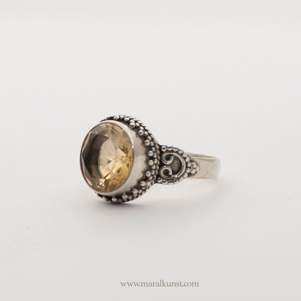 Tibetan Citron stone 925 silver ring