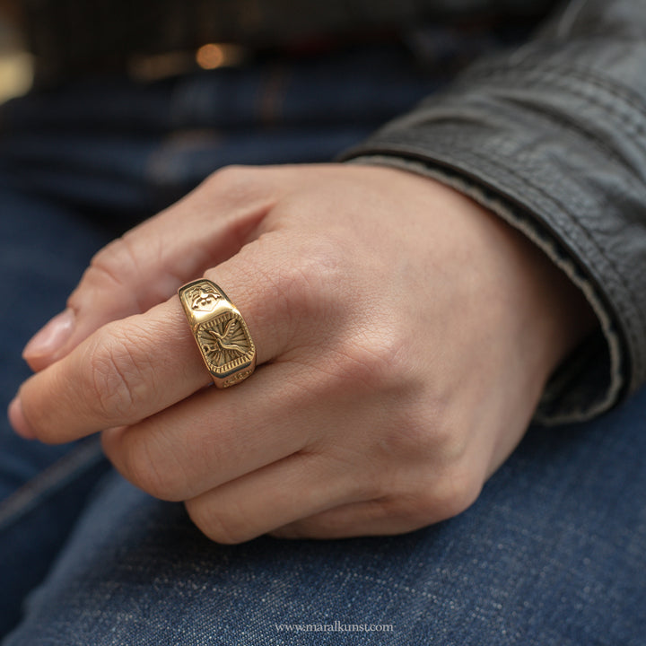 Maral  premium design unisex Eagle Scorpion pvd stainlessteel signet Ring