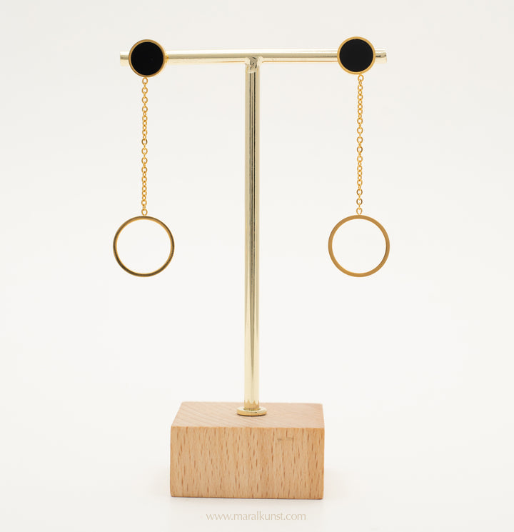 Maral special minimal geometric  dangling gold filled stainless steel earrings