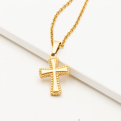 Unisex Cross gold plated necklace