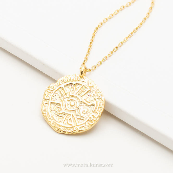 Soluna Medallion Necklace | Dual-Sided Sun & Moon Pendant (Silver & Gold Plated)