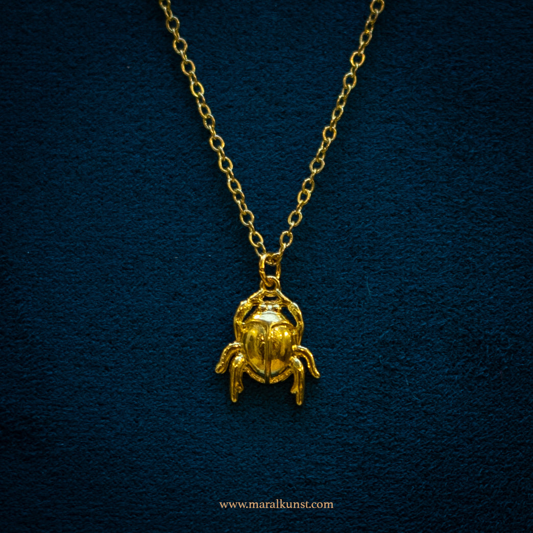 Beetle gold plated steel necklace