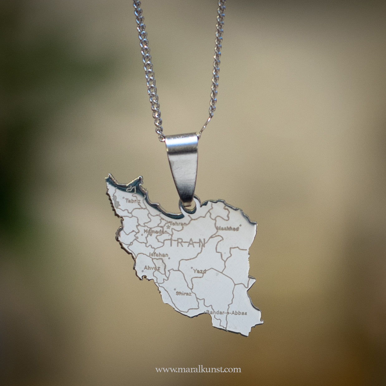 Stainless steel Iran Map necklace - Maral Kunst