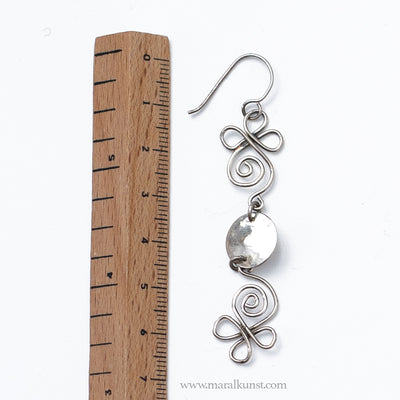 Spiral flower long 925 silver earrings