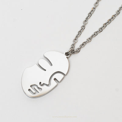 Stainless steel face necklace