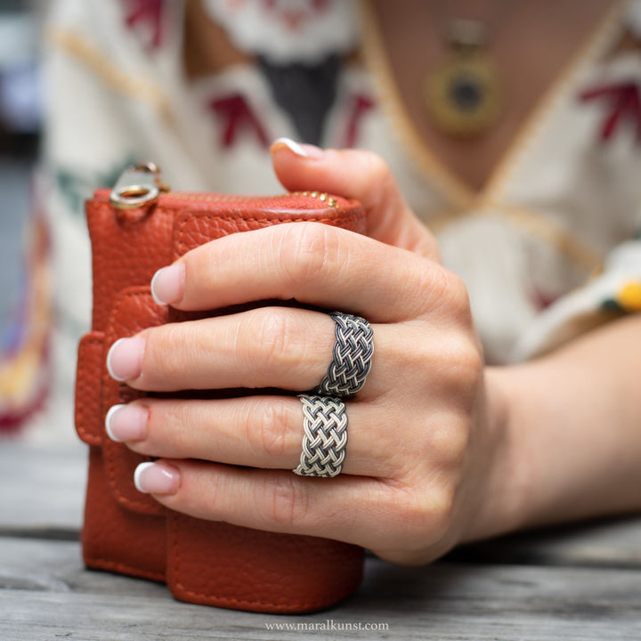 Maral premium authentic handcrafted Turkish 925 silver knitted ring