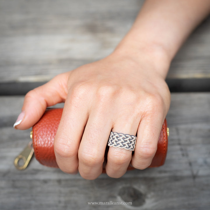 Maral premium authentic handcrafted Turkish 925 silver knitted ring