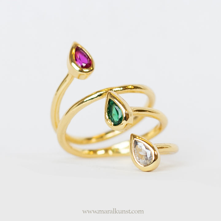 Maral Rainbow Cz Crystal pvd  steel ring