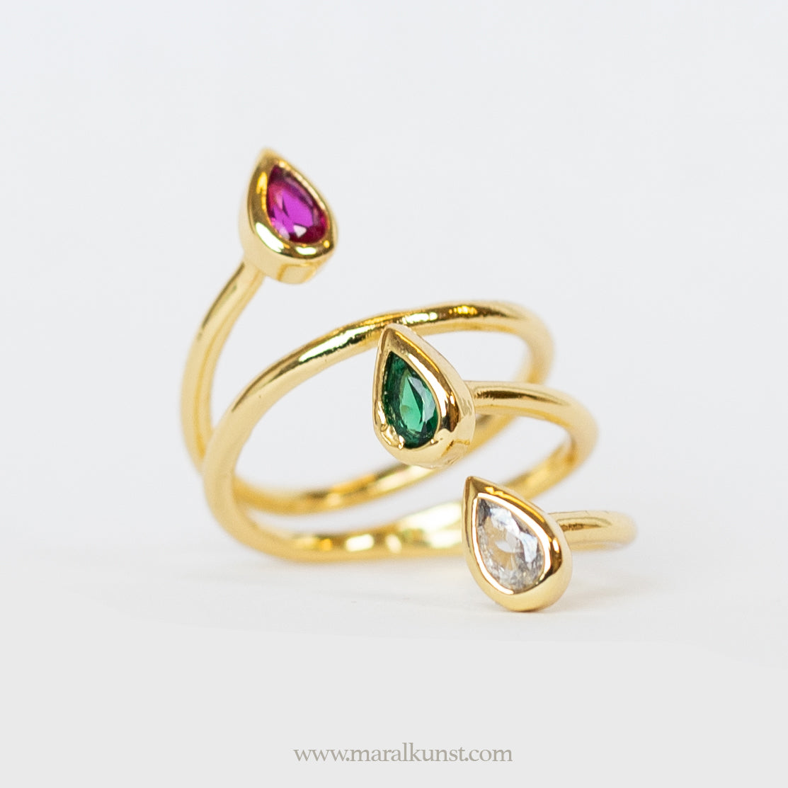 Rainbow Cz Crystal gold plated steel ring