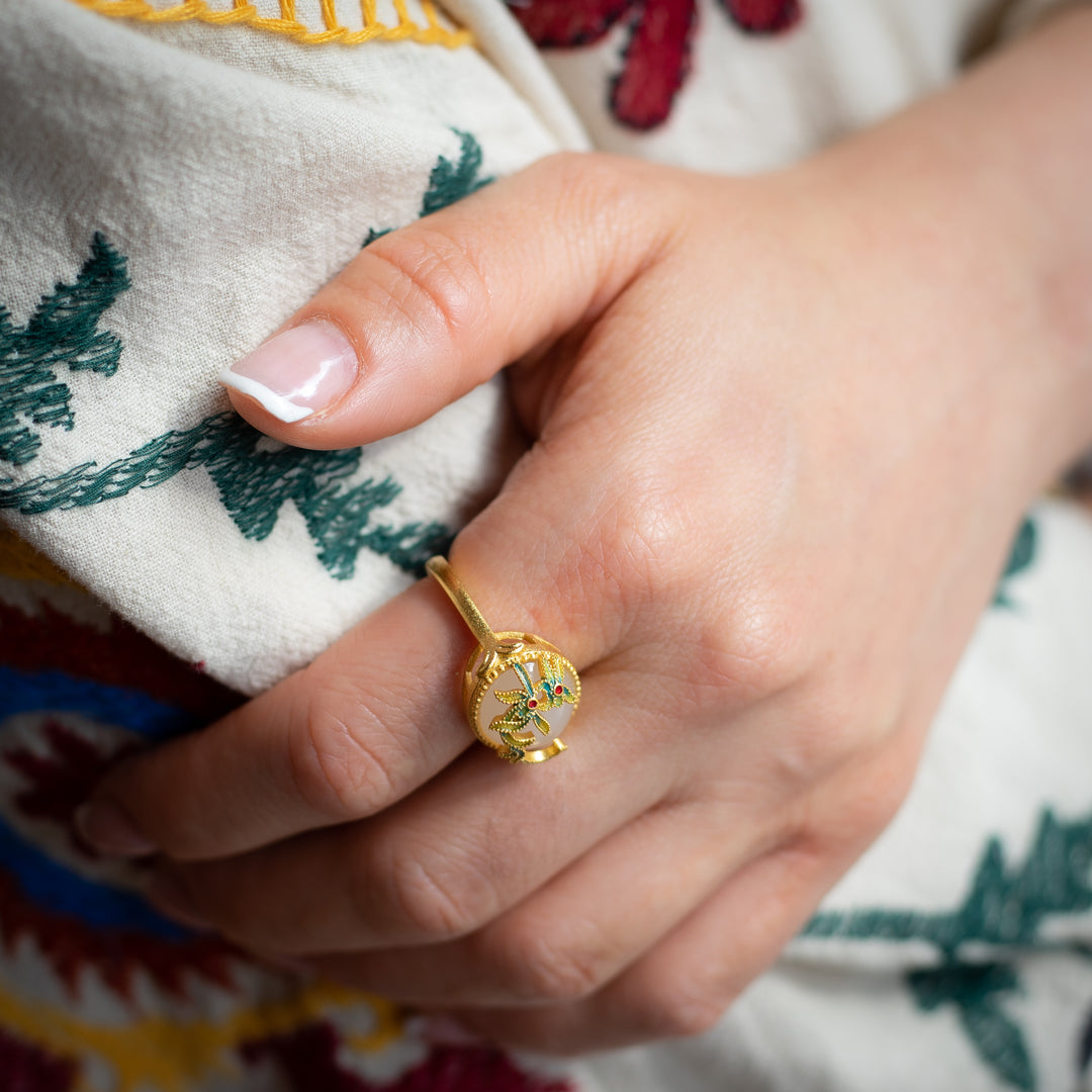 Asian Silver 925 goldplated asian design ring