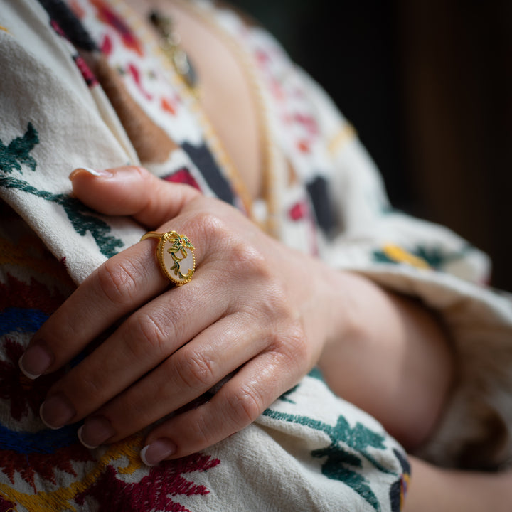 Asian Silver 925 goldplated asian design ring