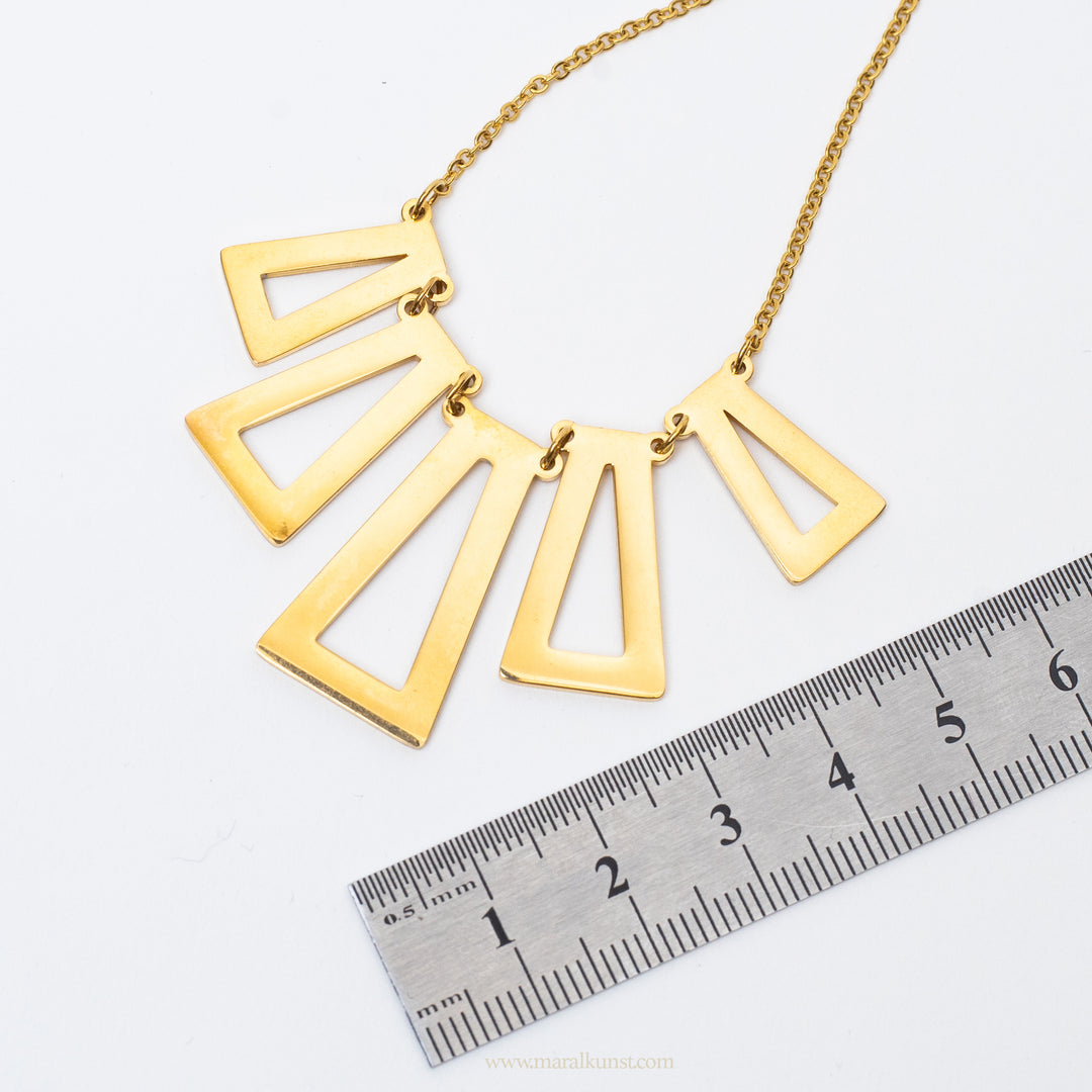 Geometric  modern design Gold Plated Steel Necklace