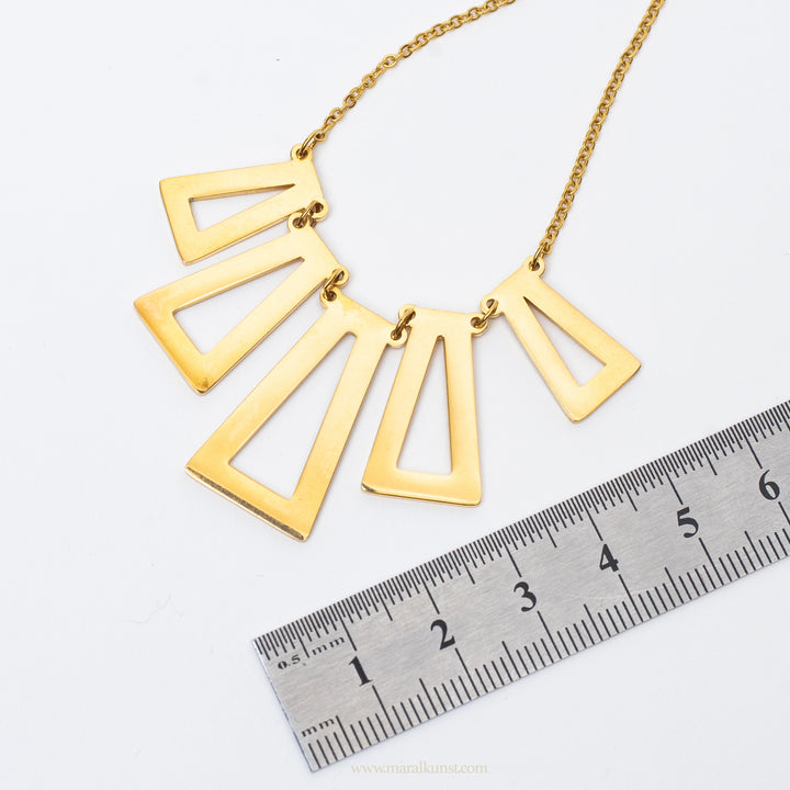 Geometric  modern design Gold Plated Steel Necklace