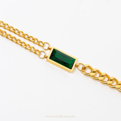 Green Crystal Chain Necklace