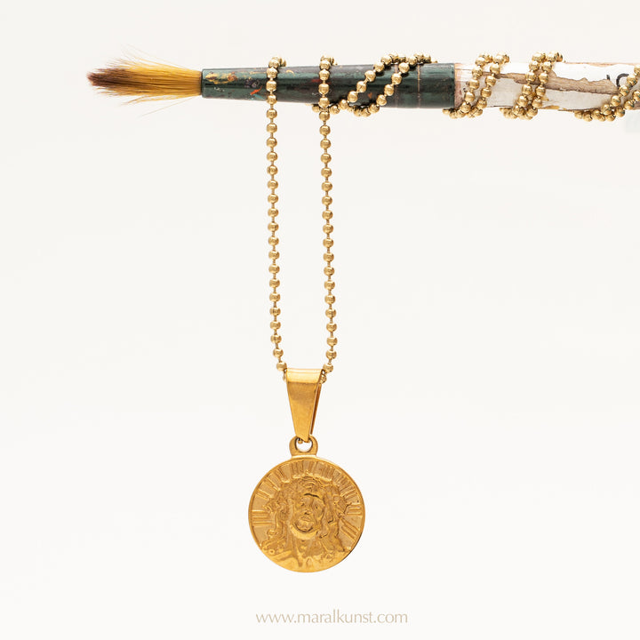 Jesus gold plated necklace