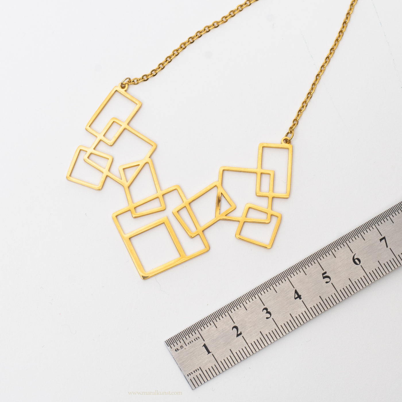 Geometric gold plated steel necklace