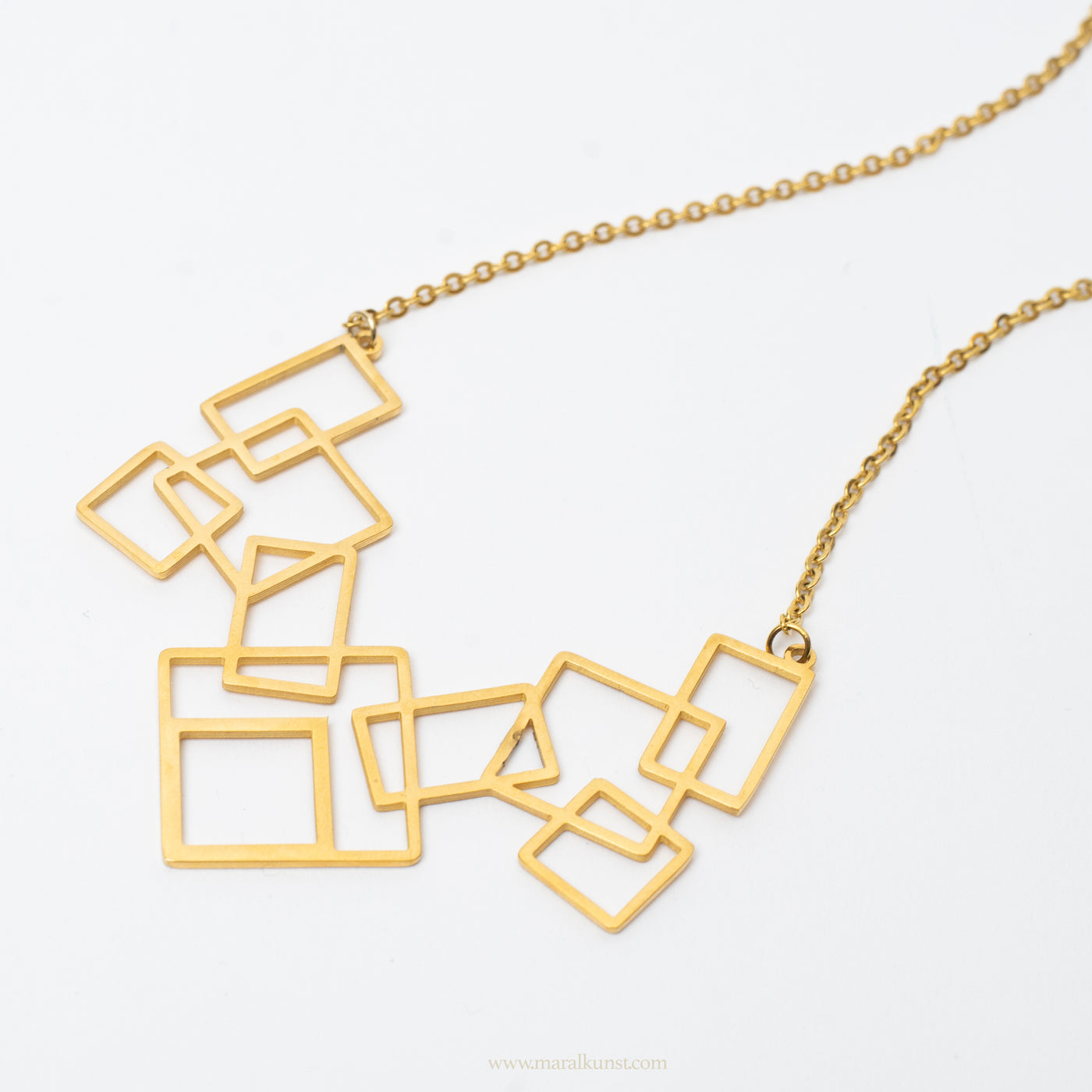 Geometric gold plated steel necklace