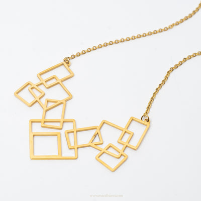 Geometric gold plated steel necklace