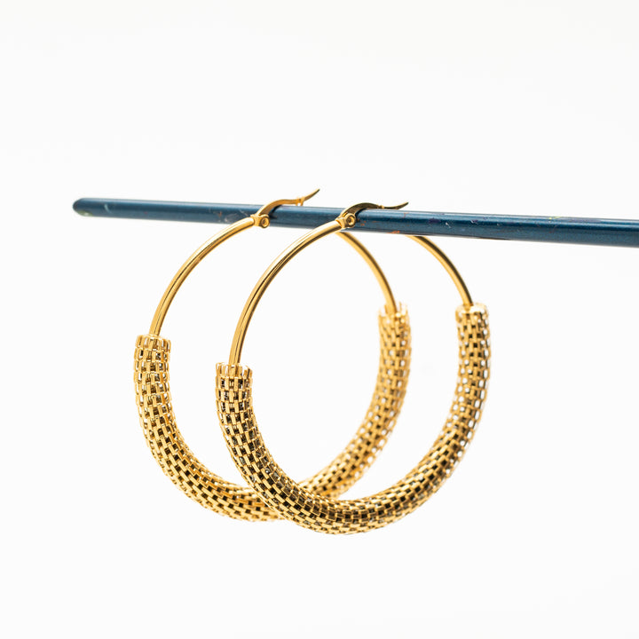 Statement stylish hoop 18kngold filled stainless steel Earrings