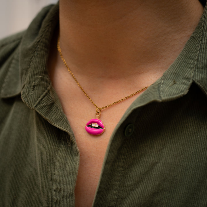 Magenta Lips Necklace
