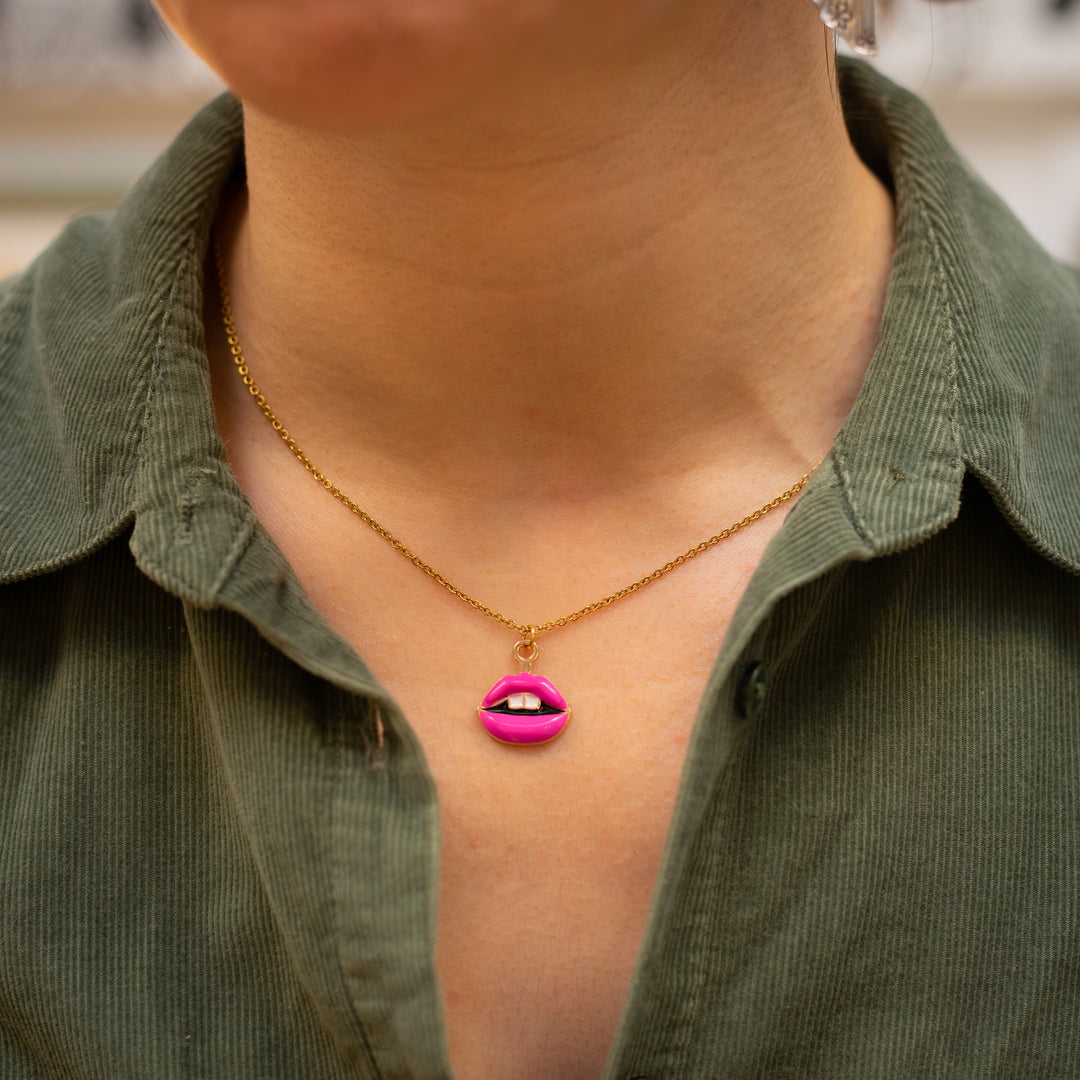 Magenta Lips Necklace
