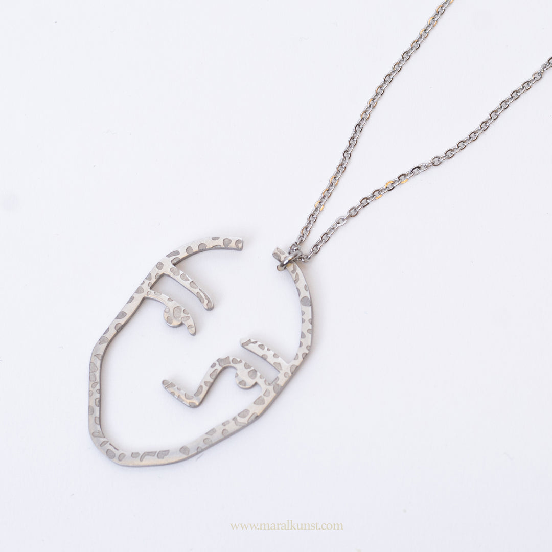 Abstract statement Face stainless steel necklace