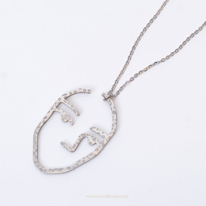 Abstract statement Face stainless steel necklace