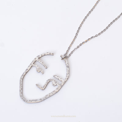Abstract Face stainless steel necklace