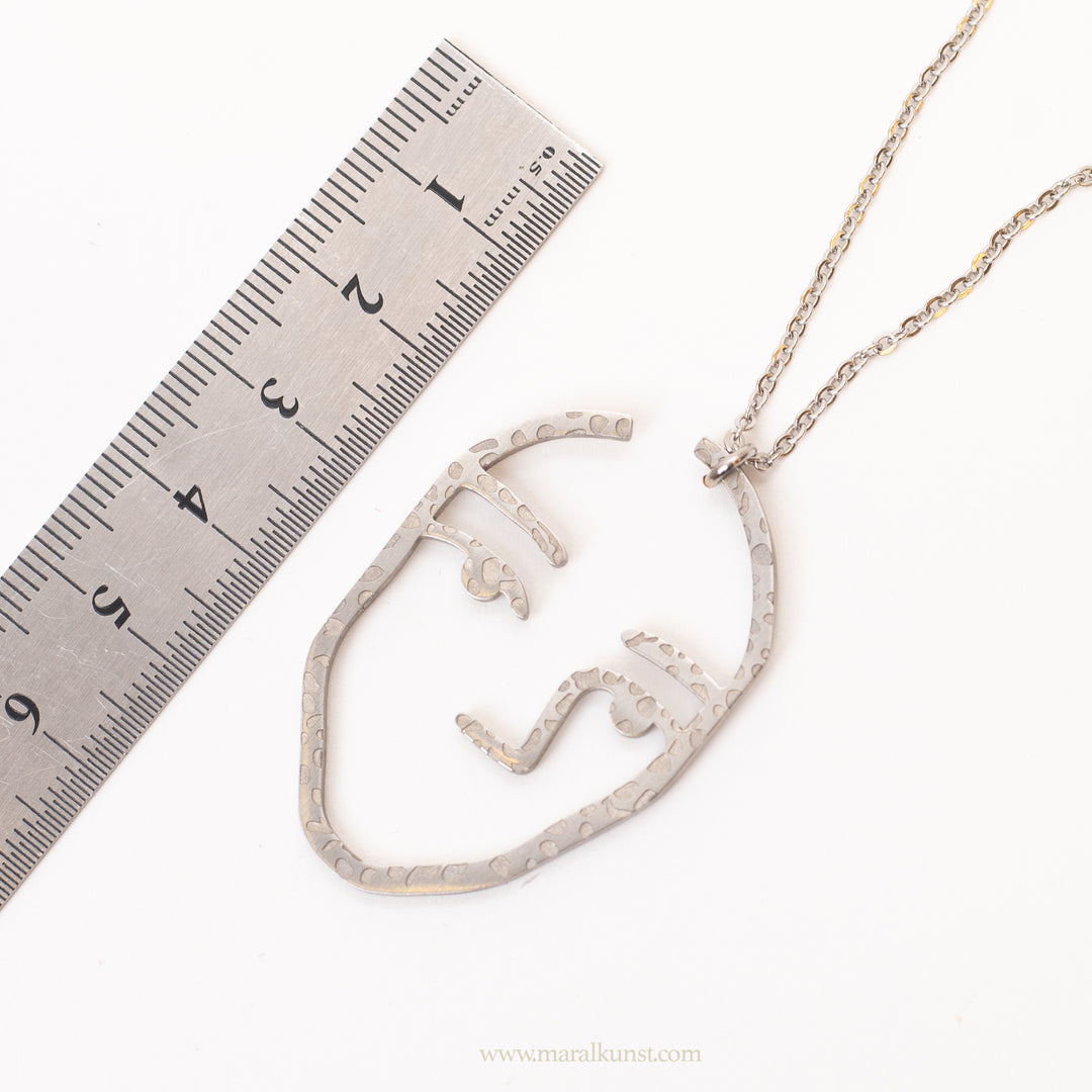 Abstract statement Face stainless steel necklace