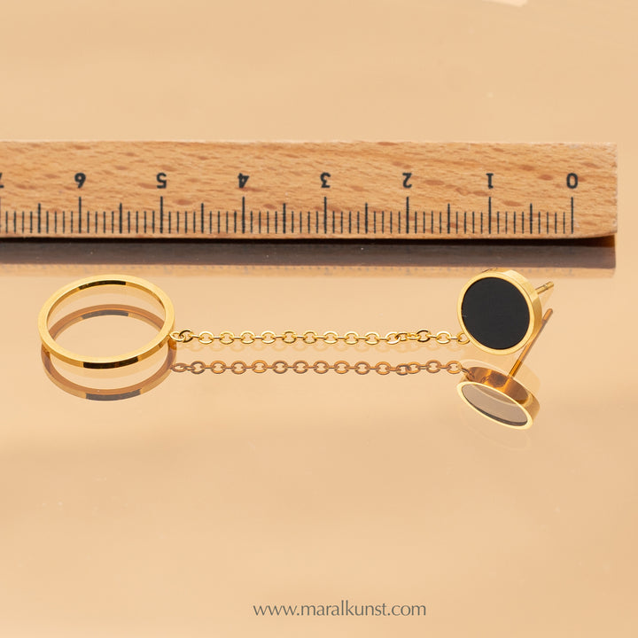 Maral special minimal geometric  dangling gold filled stainless steel earrings