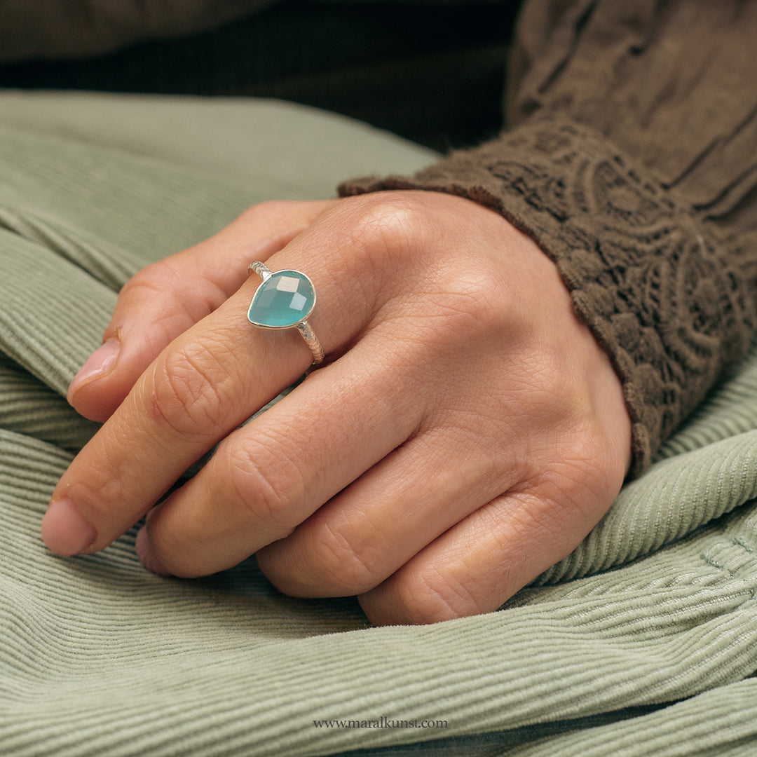 Indian aquamarine silver ring