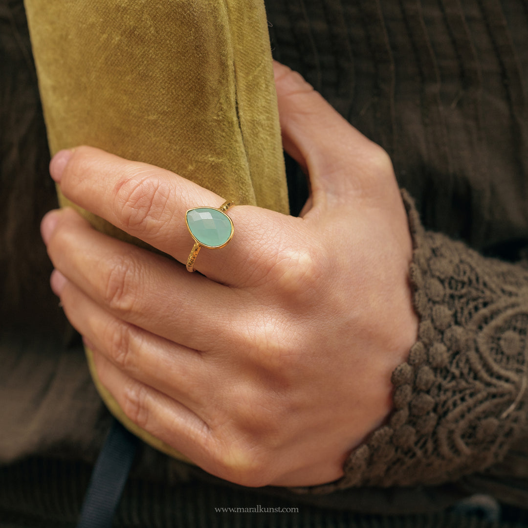 IndianDrop aquamarine gem silver ring