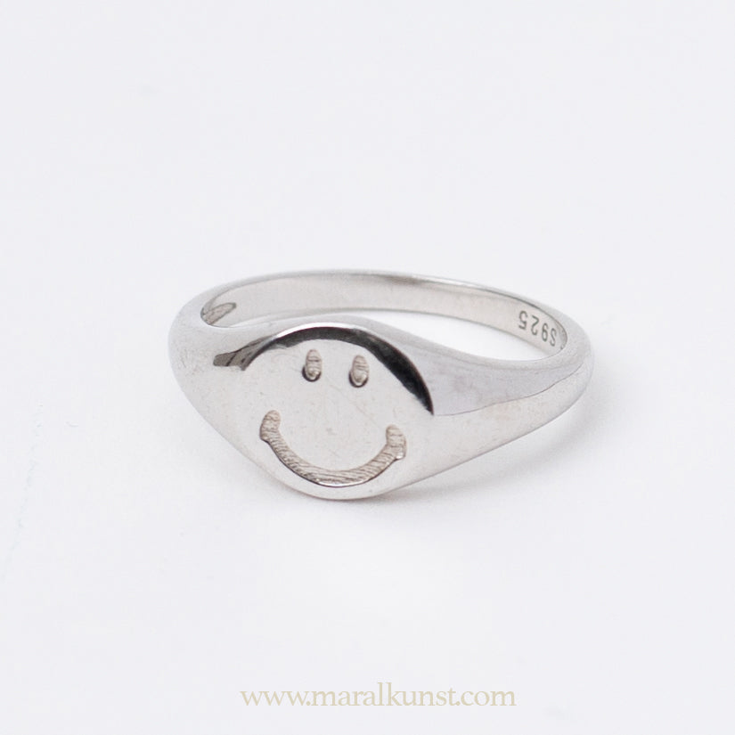 Smiley Face Silver Ring