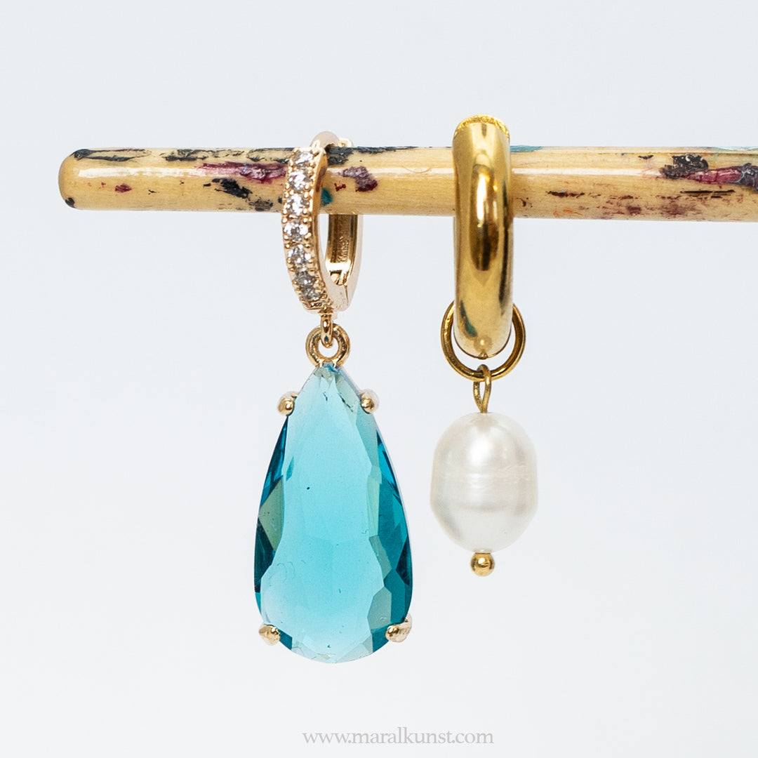 Indian Pearl thick hoop earrings stainless steel 18k gold filled