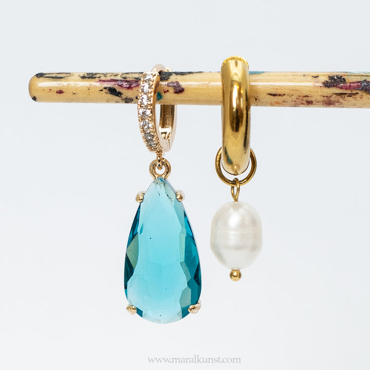 Indian Pearl thick hoop earrings stainless steel 18k gold filled