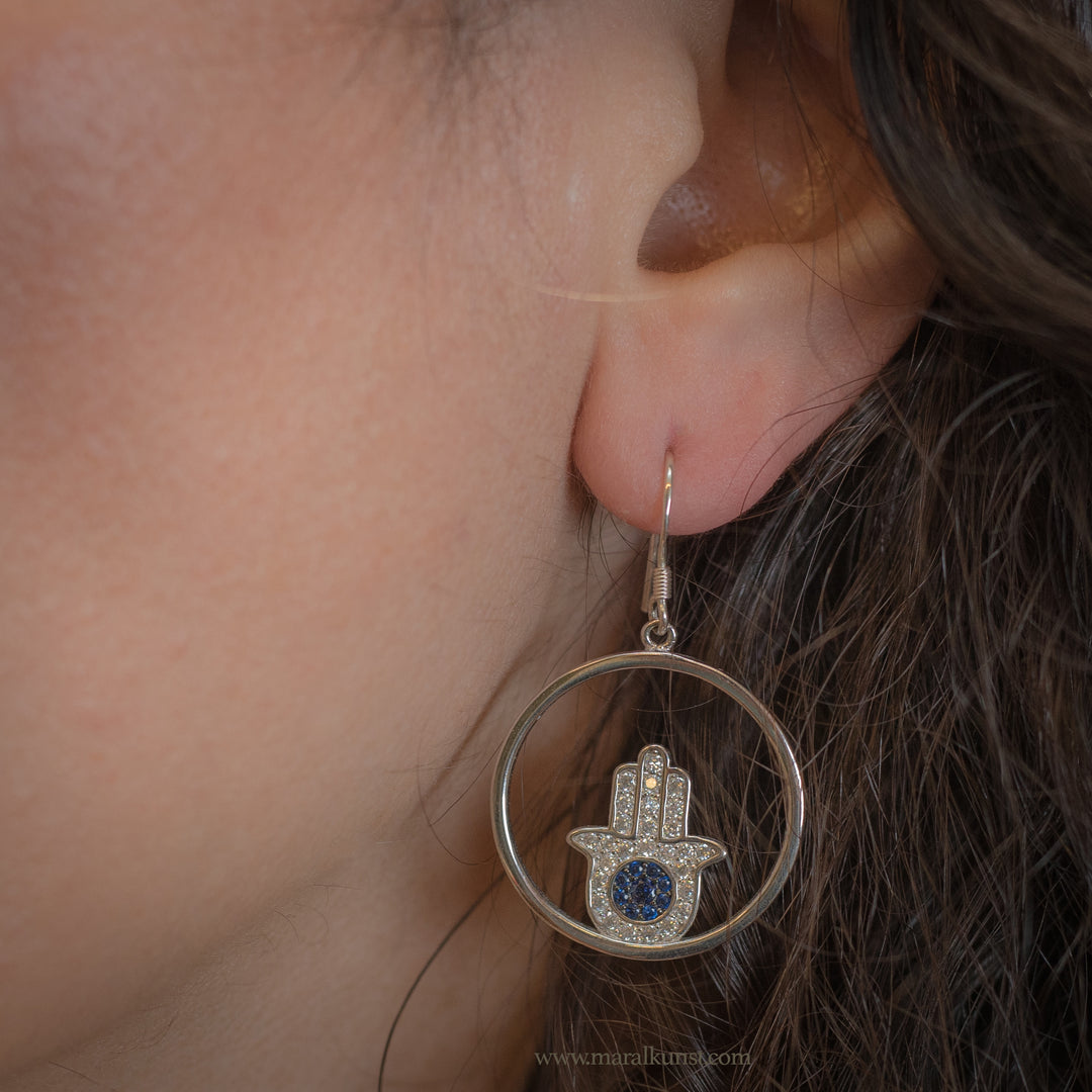 Maral Turkish Fatima hand 925 silver earrings