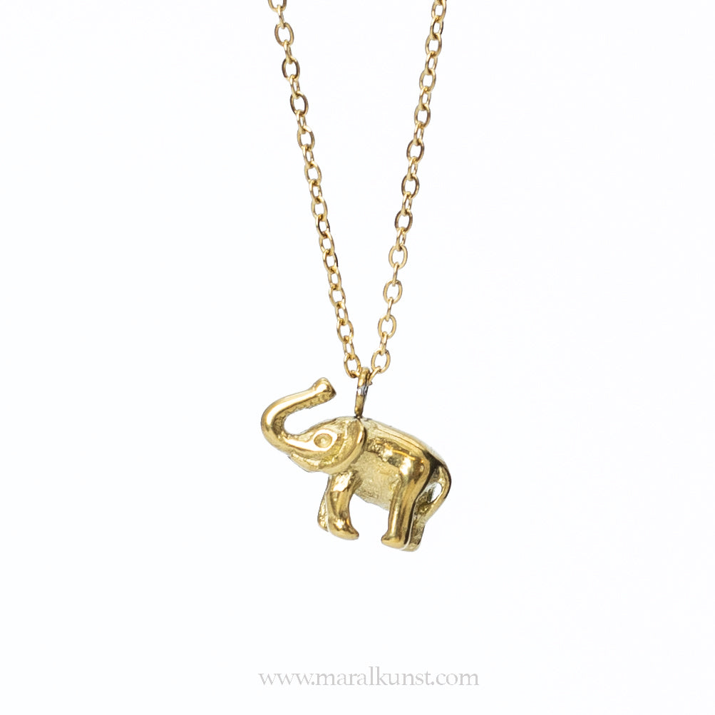 Elephant 18k gold plated stainless steel necklace
