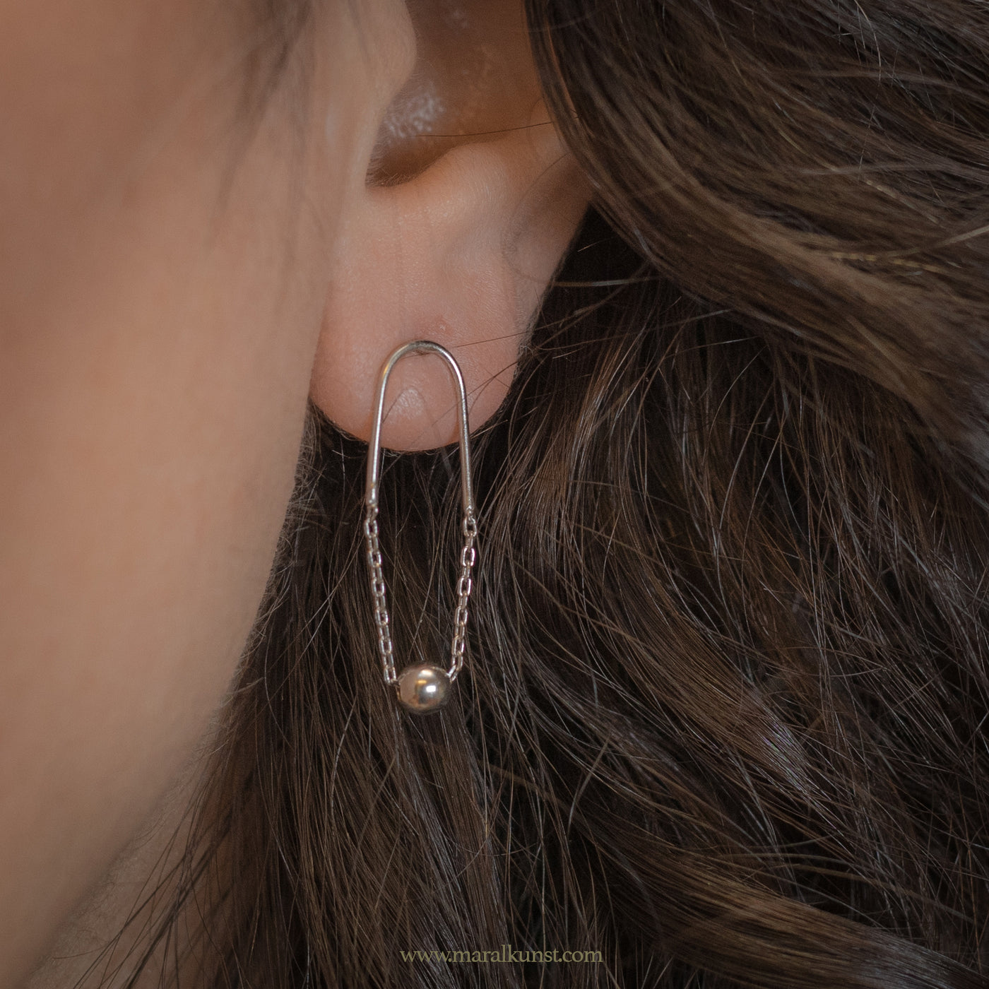Abstract artistry Chain drop stud earrings 925 silver earrings