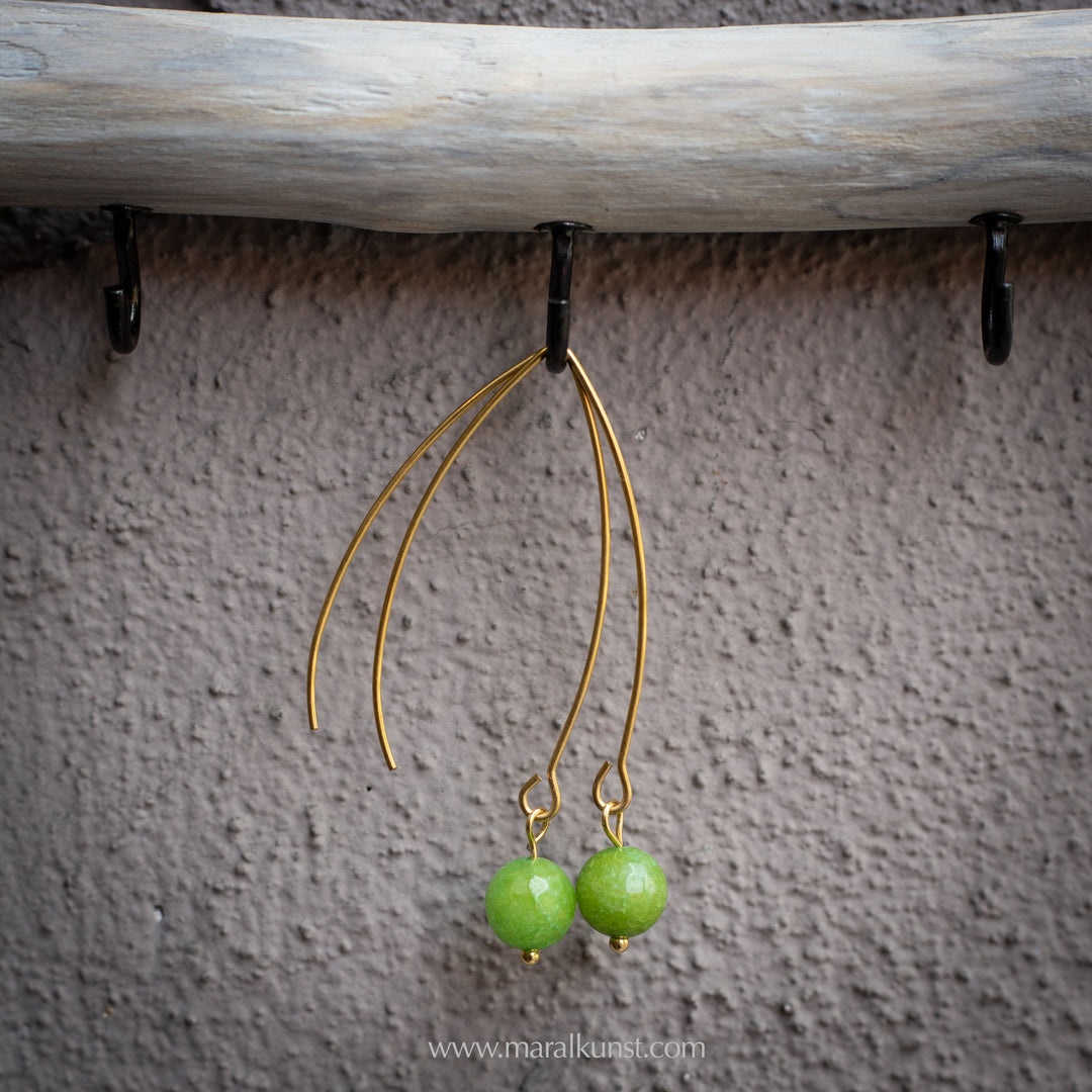 Maral Green Jade gem stone earrings