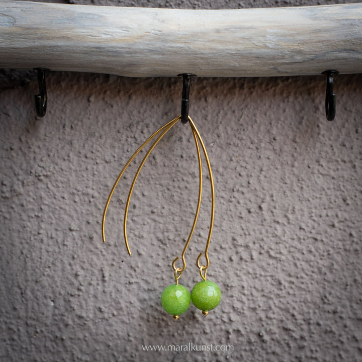 Maral Green Jade gem stone earrings