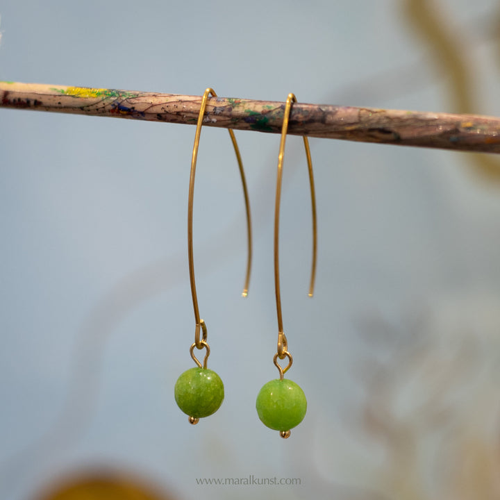 Maral Green Jade gem stone earrings