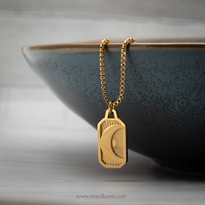 Moon Gold-plated steel necklace