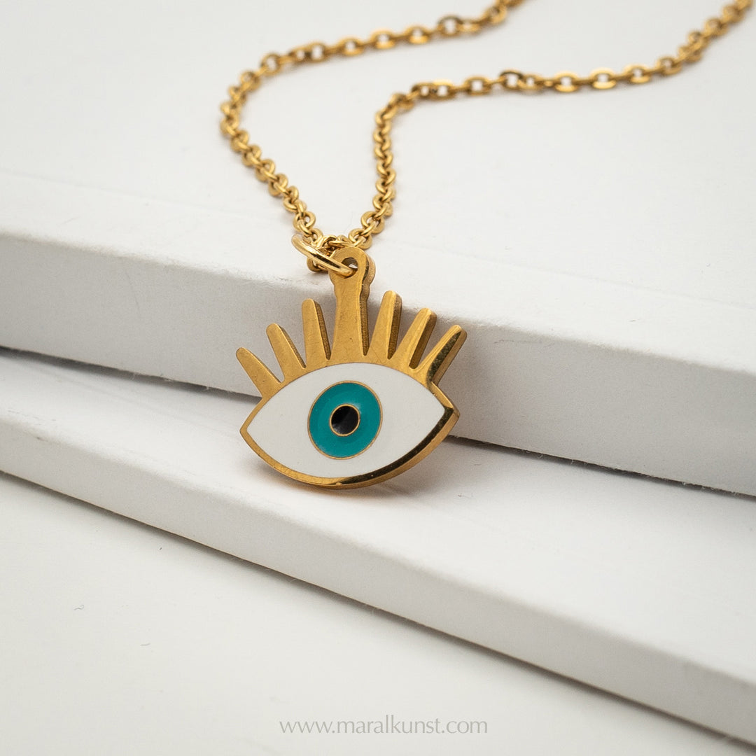 Evil eye gold-plated stainless steel necklace