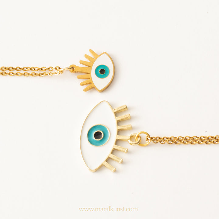 Evil eye gold-plated stainless steel necklace