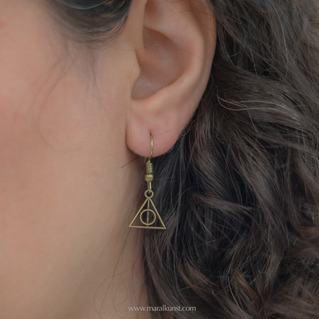 Harry Potter's Deathly brass Hallows  earrings